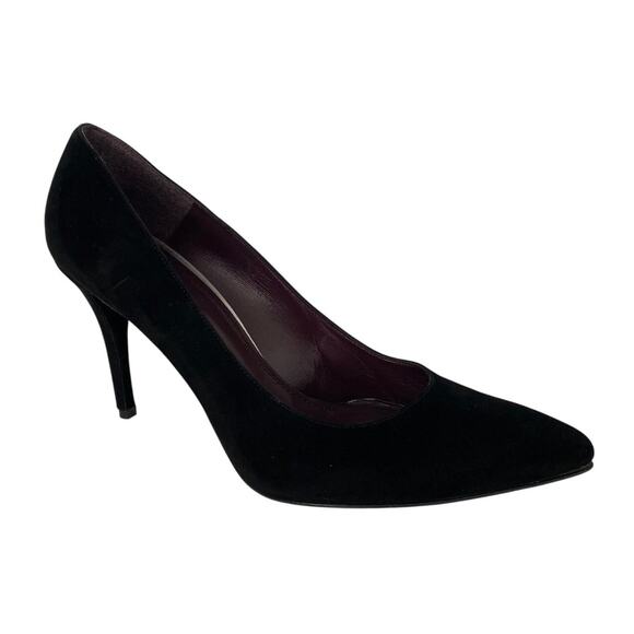 Stuart Weitzman Black Leather Heist Pointed Toe 100 Pump Slim 4" Heel Size 10 - Picture 1 of 11